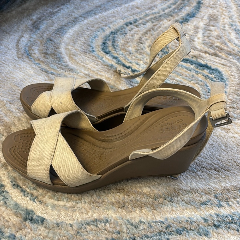 Croc plastic wedge sandals